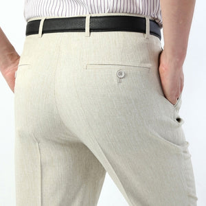 Men's Low Waits Plain Button Side Pockets Slim Straight Pants