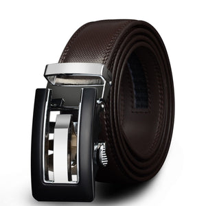 Men's Genuine Leather Strap Automatic Steel Buckle Closure Belts