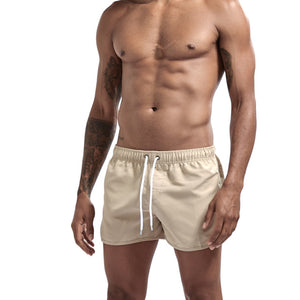 Men's Elastic Drawstring Waist Plain Quick-Dry Pocket Beach Shorts