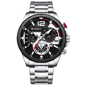 Men's Stainless Steel Digital Dial Waterproof Quartz Wrist Watch