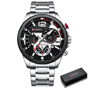 Men's Stainless Steel Digital Dial Waterproof Quartz Wrist Watch