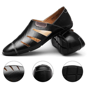 Men's Pointed Toe Hollow Out Pattern Loafers Style Breathable Shoes 