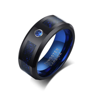 Men's 100% Tungsten Carbide Matte Black Engagement Ring