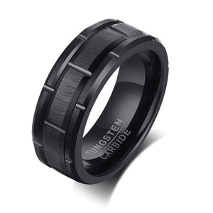 Men's 100% Tungsten Carbide Matte Black Engagement Ring