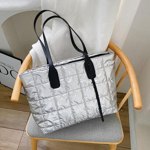 Women's Shiny Leather Surface Zipper Closure Large Handbag