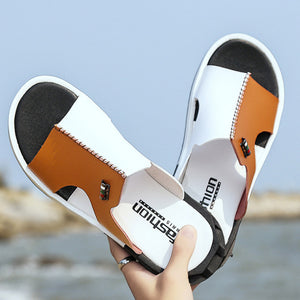 Men's Flat Leather Slip-on Casual Summer Wear Slipper