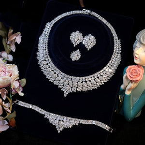 Women's Copper Drop Shape Zircon Embedded Jewelry Set
