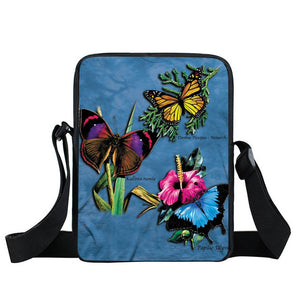 Kid's Butterfly Printed Patchwork Zipper Closure Tote Holder Bags
