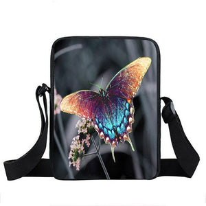 Kid's Butterfly Printed Patchwork Zipper Closure Tote Holder Bags