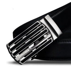 Men's Leather Plain Strap Automatic Buckle Waistband Belt