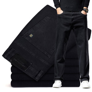 Men's Low Waist Plain Button Zipper Closure Straight Denim Jeans