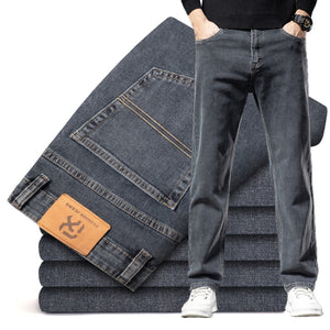 Men's Low Waist Plain Button Zipper Closure Straight Denim Jeans