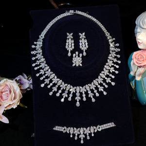Women's Copper Drop Style Zircon Embedded Complete Jewelry Set
