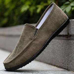 Men's Canvas Outdoor Walking Moccasins Slip-On Casual Shoes