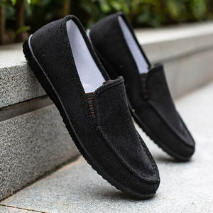 Men's Canvas Outdoor Walking Moccasins Slip-On Casual Shoes
