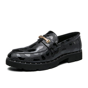 Men's Pointed Toe Shiny Surface Loafer Style Formal Wear Shoes