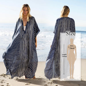 Women's V-Neck Short Sleeves Printed Beachwear Caftan Cover Up