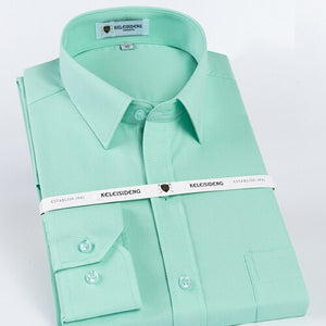 Men's Turn Down Collar Plain Pattern Button Pockets Shirt