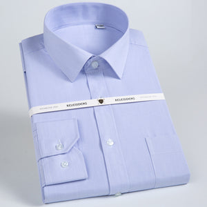 Men's Turn Down Collar Plain Pattern Office Wear Formal Shirt
