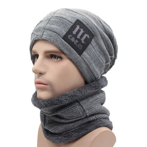 Men's Cloth Stretchable Baggy Hat With Winter Wear Neck Scarf