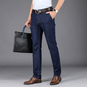 Men's Low Waist Button Zipper Closure Side Pockets Denim Jeans