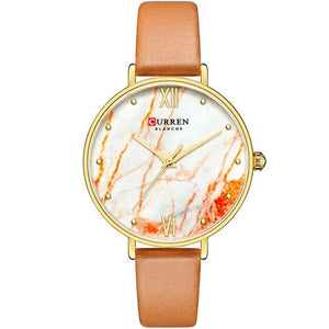 Women's Leather Band Luxury Glassy Waterproof Wristwatch