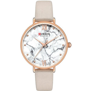 Women's Leather Band Luxury Glassy Waterproof Wristwatch