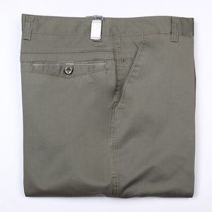 Men's Cotton Low Waist Side Pockets Plain Casual Pants