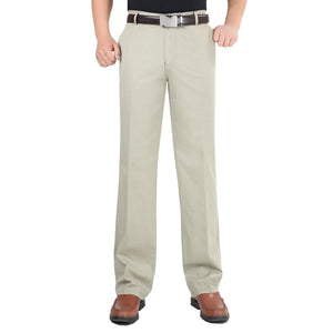 Men's Cotton Low Waist Side Pockets Plain Casual Pants