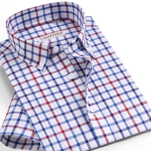 Men's 100% Cotton Single Breasted Checkered Formal Plaid Shirts