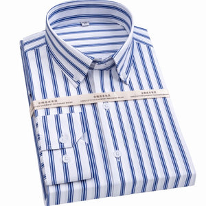 Men's 100% Cotton Square Collar Non-Iron Striped Formal Shirt
