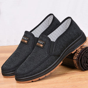 Men's Canvas Breathable Slip-On Flat Casual Business Shoes