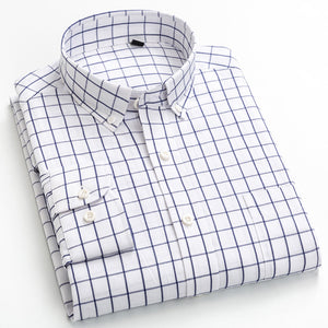 Men's Turndown Collar Sleeve Micro Plaid Pattern Casual Shirt