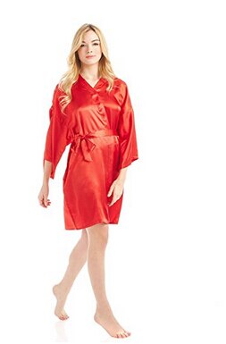 Women's Open Stitch Short Sleeve Plain Belted Waist Nightgown
