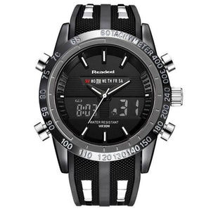 Men's Round Stainless Steel Hours and Dates Digital Alloy Buckle Watch