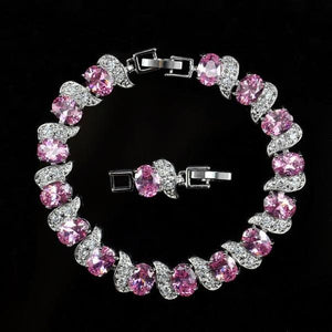 Women's 100% 925 Sterling Silver Oval Cubic Zircon Sparkling Bracelet
