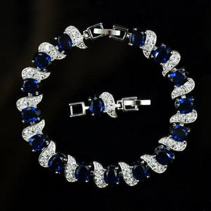 Women's 100% 925 Sterling Silver Oval Cubic Zircon Sparkling Bracelet
