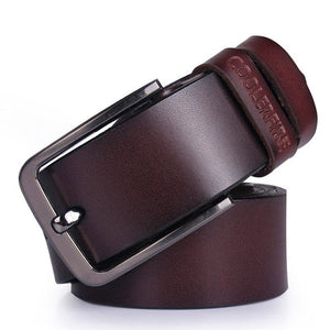 Men's Genuine Leather Plain Square Alloy Pin Buckle Formal Belts
