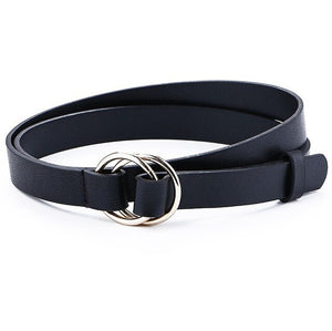 Women's Genuine Leather Strap Alloy Round Buckle Belts