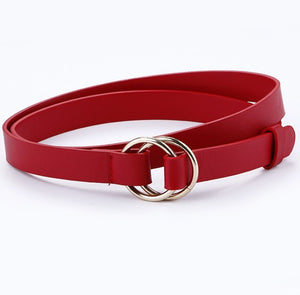 Women's Genuine Leather Strap Alloy Round Buckle Belts
