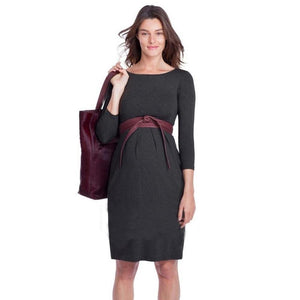 Women's Round Neck Half Sleeve Plain Knee-Length Maternity Dress