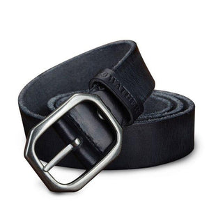 Men's Genuine Leather Plain Strap Square Pin Buckle Closure Belts