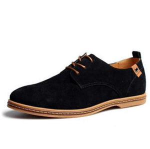 Men's Solid Pointed Toe Suede Oxfords Leather Lace-Up Formal Shoes