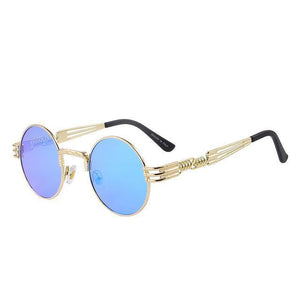 Women's Round Colorful Lens Alloy Frame Steampunk Sunglasses