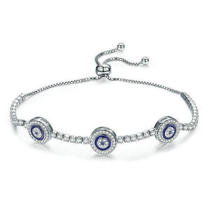 Women's 100% 925 Sterling Silver Round Blue Cubic Zircon Bracelet
