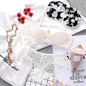Women's Floral Lace Adjusted-Straps Back Closure Bra With Panties Set