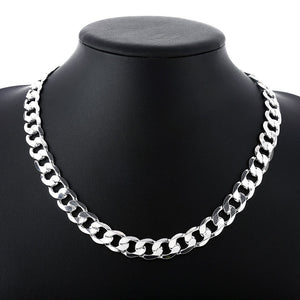 Men's 100% 925 Sterling Silver Round Cross Pattern Hook Necklace