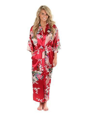 Women's Flare Sleeve Printed Belted Waist Pocket Nightgown