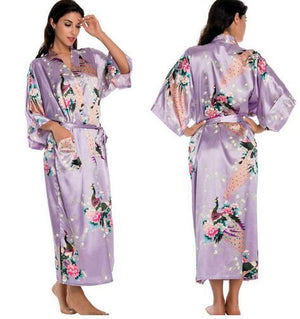 Women's Flare Sleeve Printed Belted Waist Pocket Nightgown