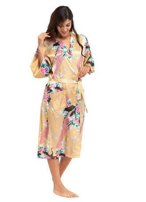 Women's V-Neck Half Sleeve Floral Printed Loose Waist Knot Nightgown